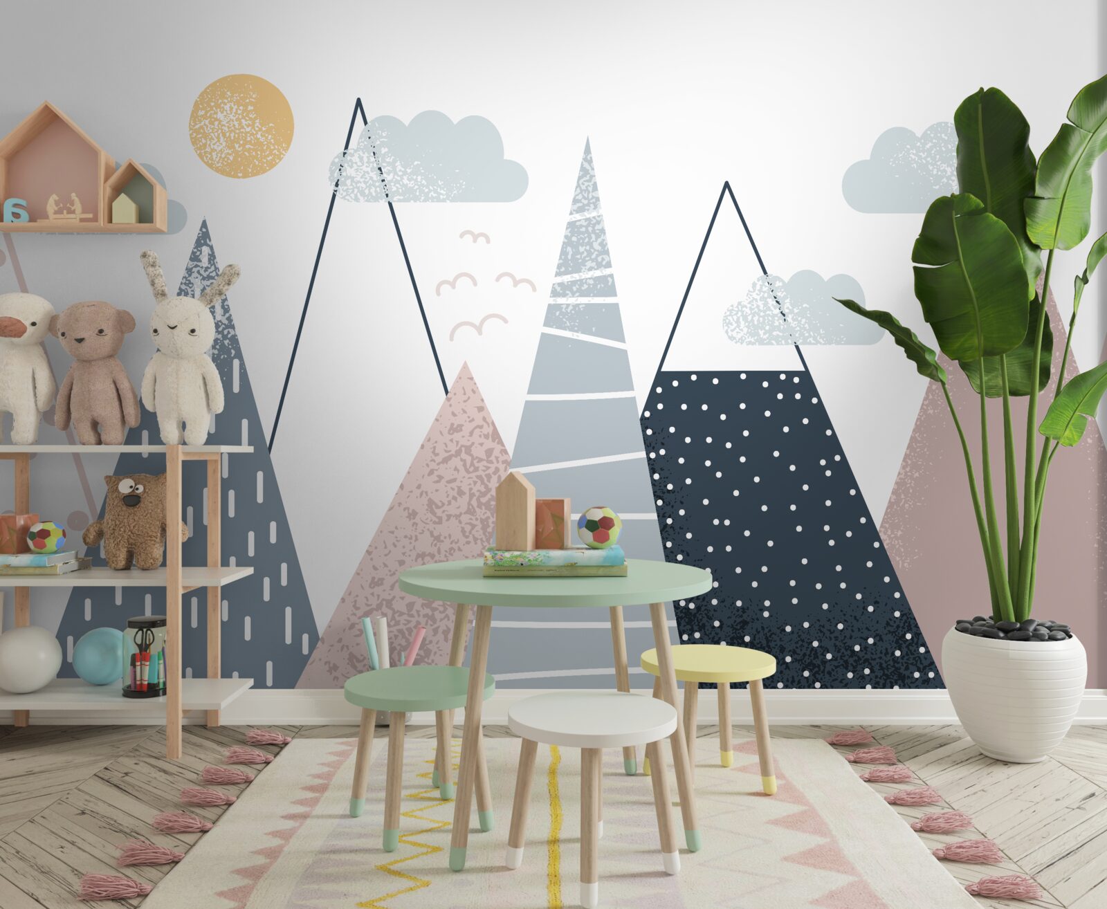 Фотошпалери гірські вершини освітлені сонцем