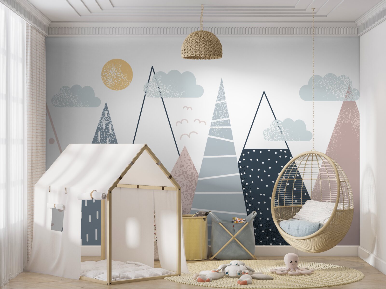 Фотошпалери гірські вершини освітлені сонцем