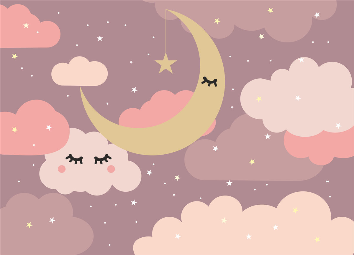 Фотошпалери місяць і маленька хмаринка з очима