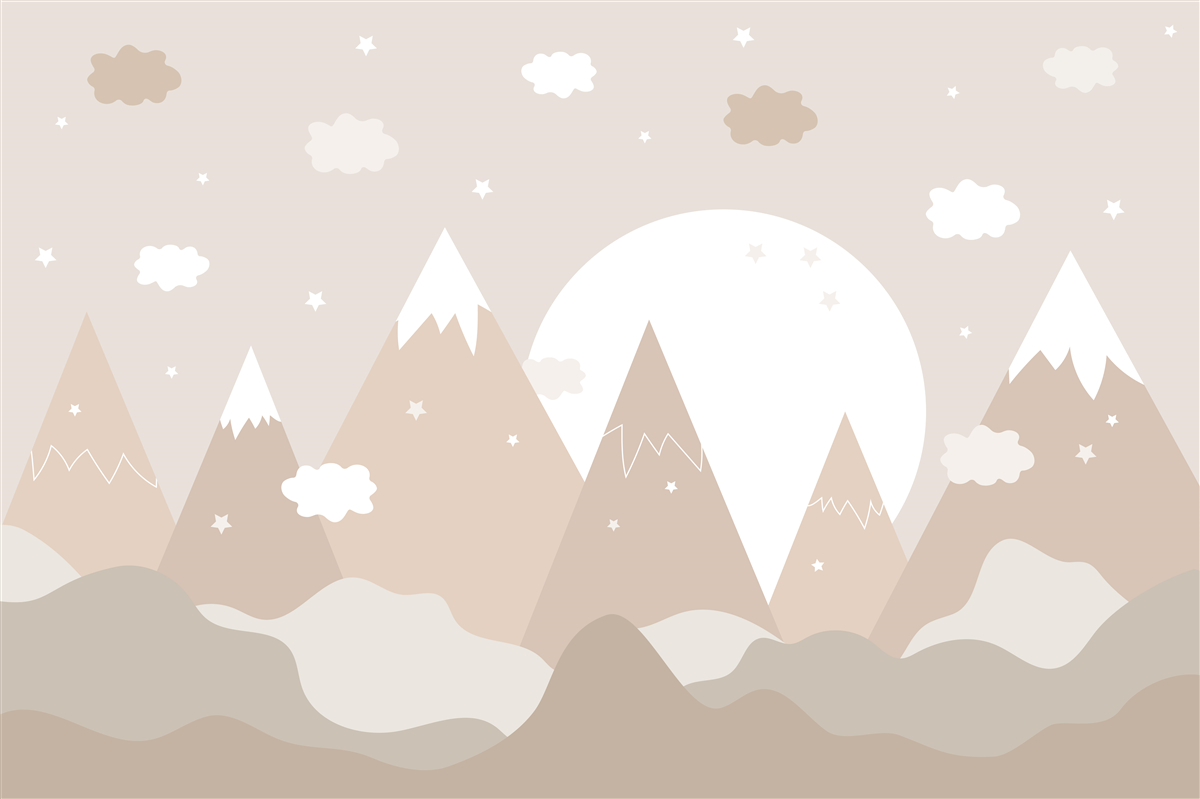 Фотошпалери зображені на полотні вершини та сяючий повний місяць