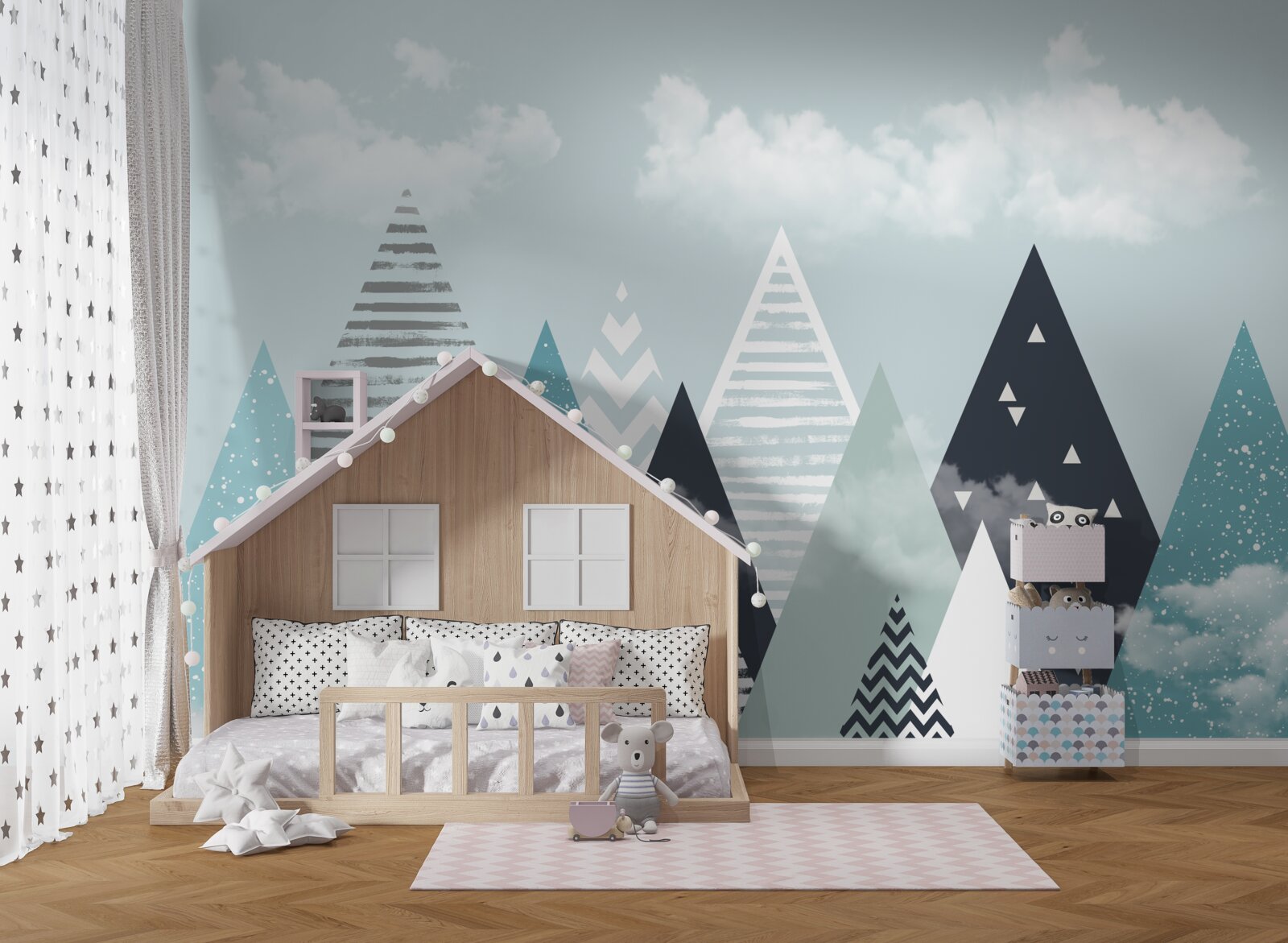 Фотошпалери контурні зображення гір різних масштабів і відтінків