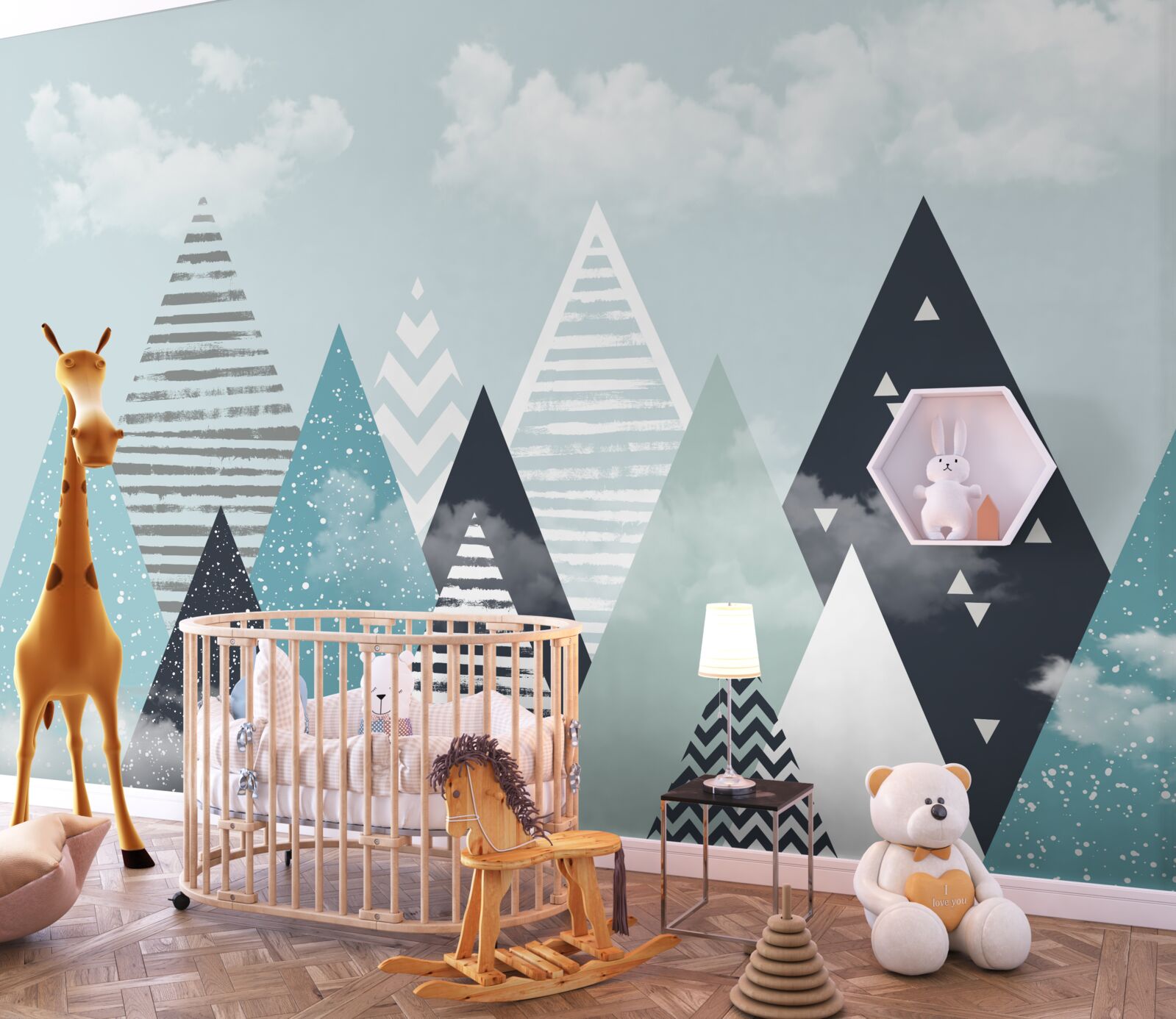 Фотошпалери контурні зображення гір різних масштабів і відтінків