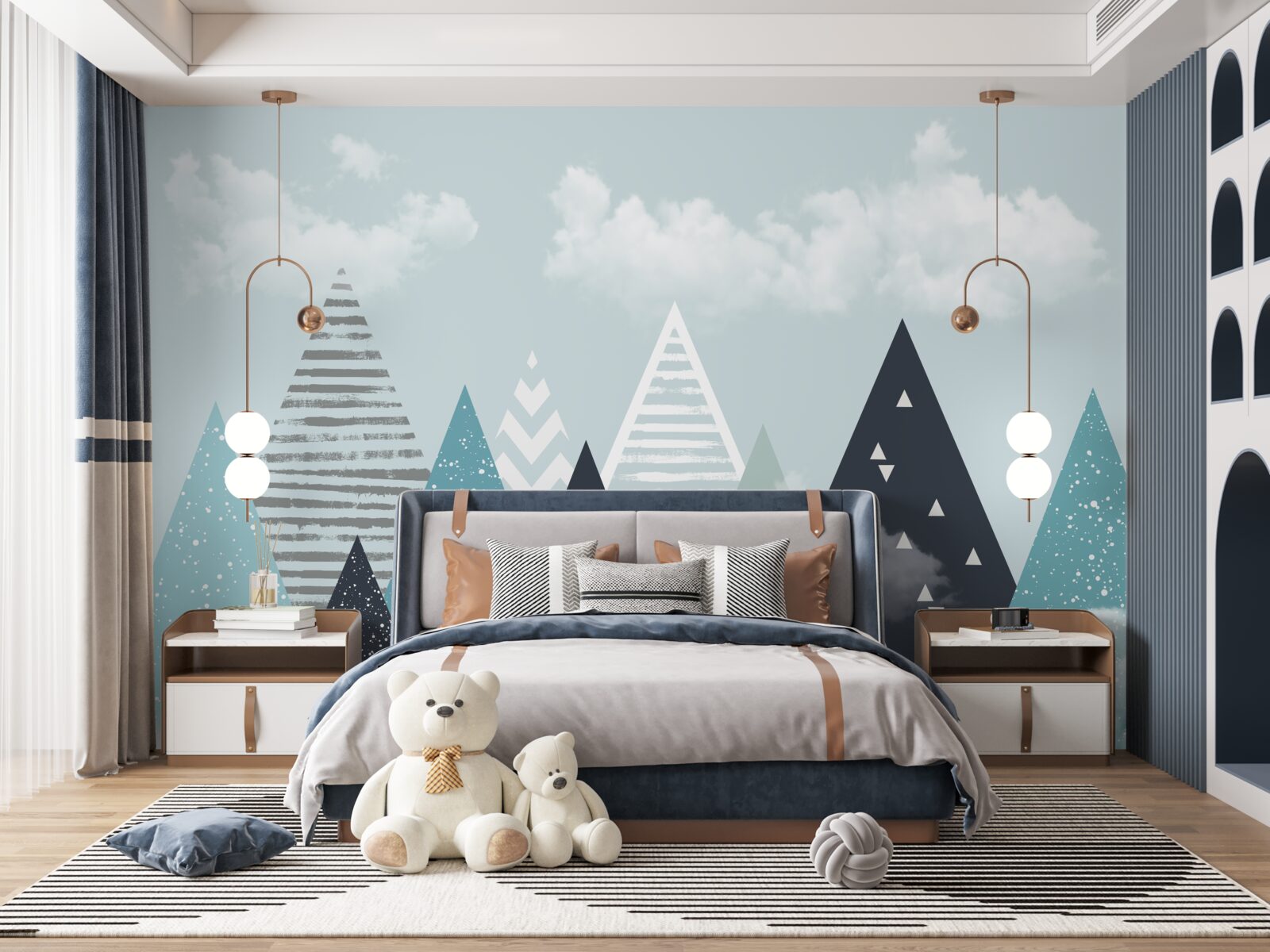 Фотошпалери контурні зображення гір різних масштабів і відтінків