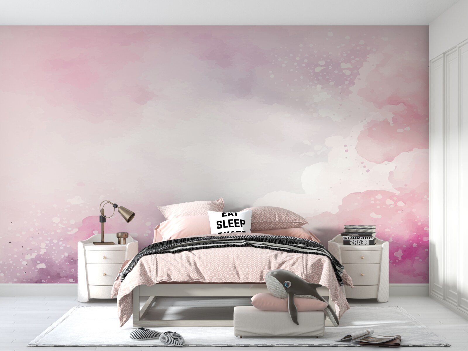 Фотошпалери м'яке тло в рожевих акварельних тонах