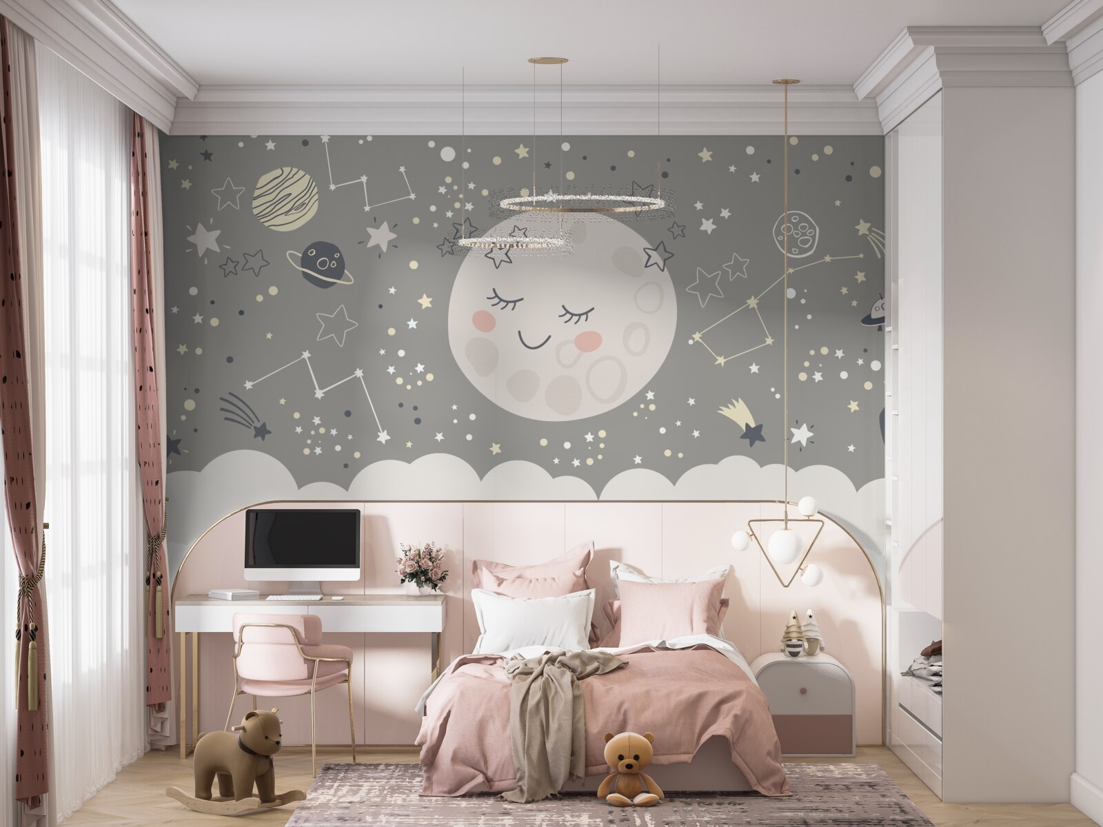 Фотошпалери повний місяць із закритими повіками