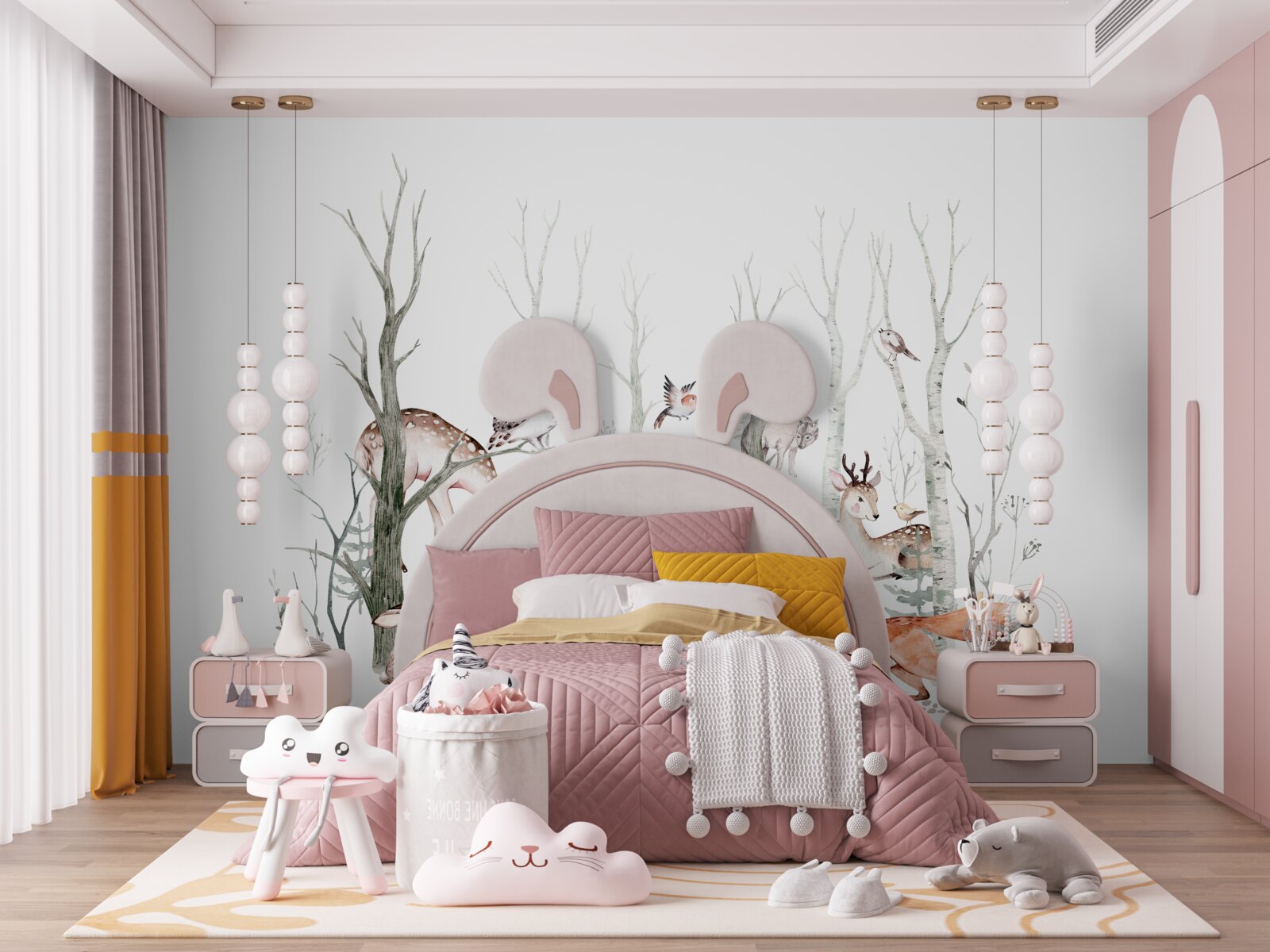 Фотошпалери тварини в лісі, зображені аквареллю