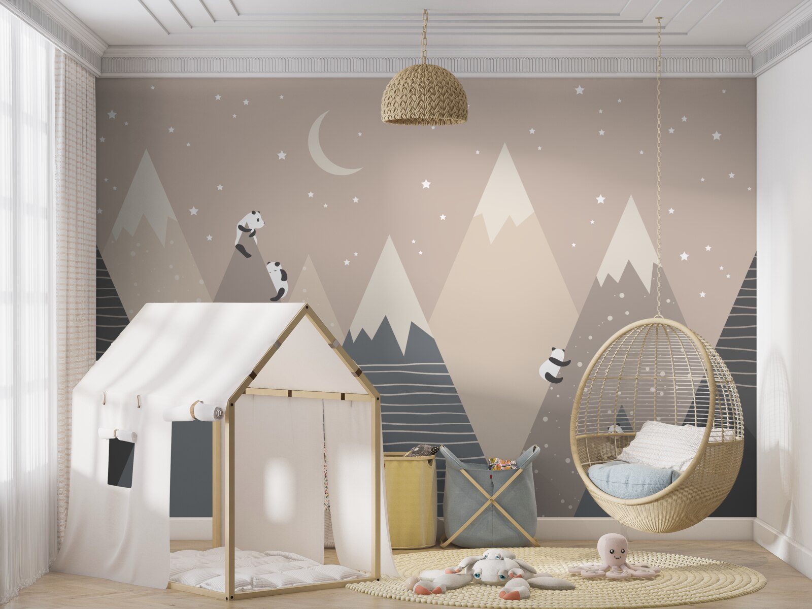 Фотошпалери панди лазять по горах