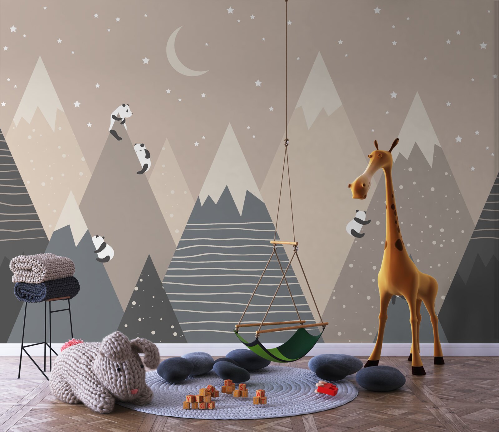 Фотошпалери панди лазять по горах