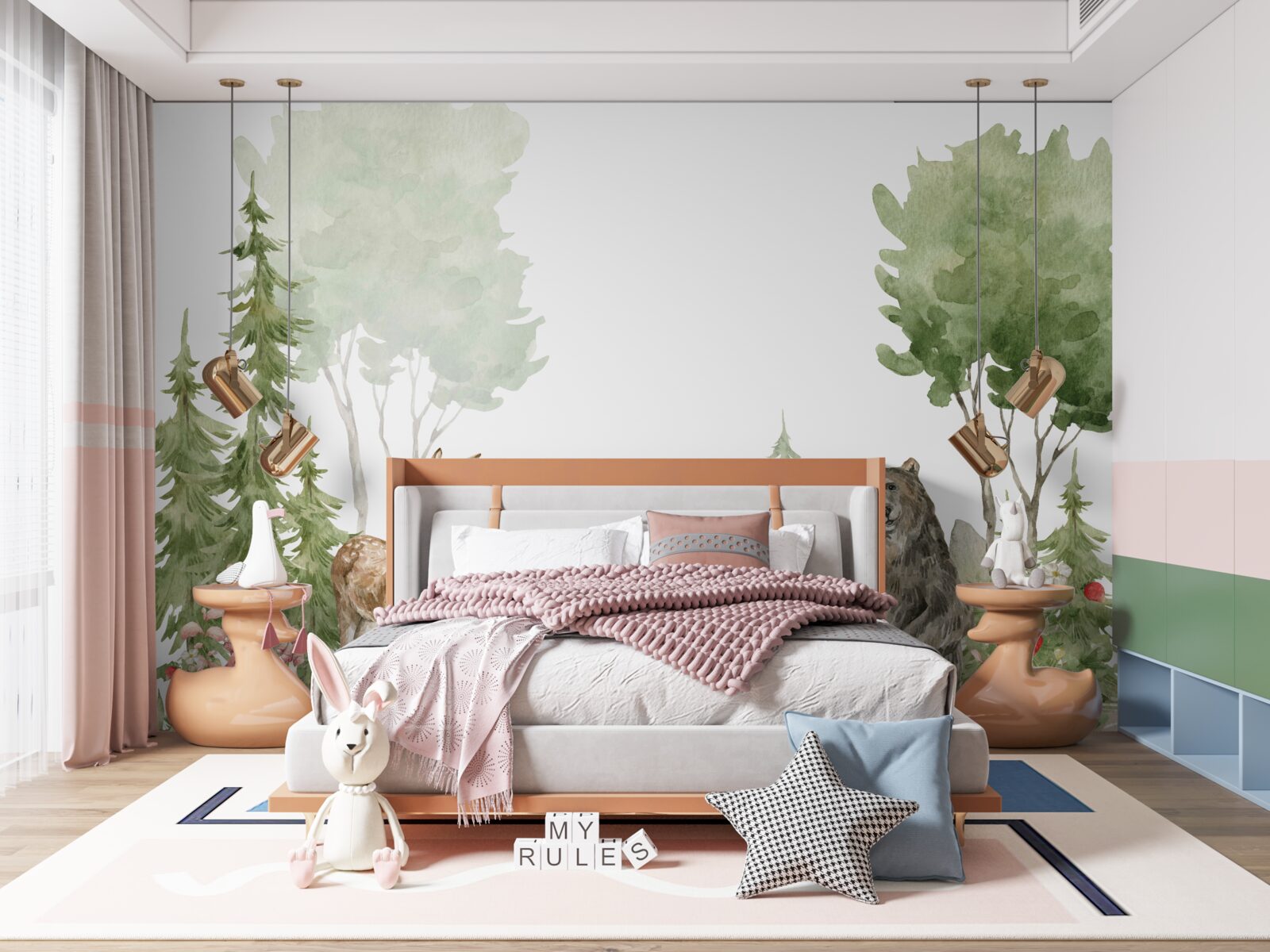 Фотошпалери ведмідь, північний олень і лисиця в дикій природі