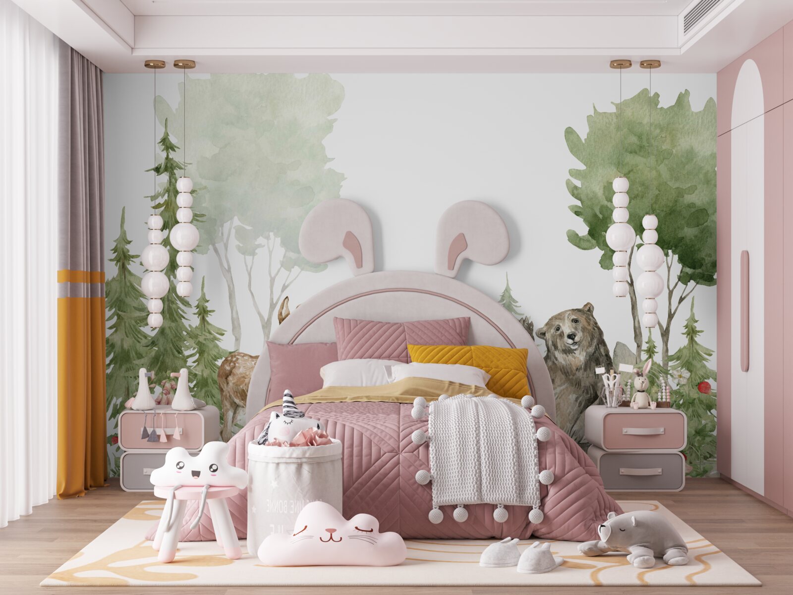 Фотошпалери ведмідь, північний олень і лисиця в дикій природі