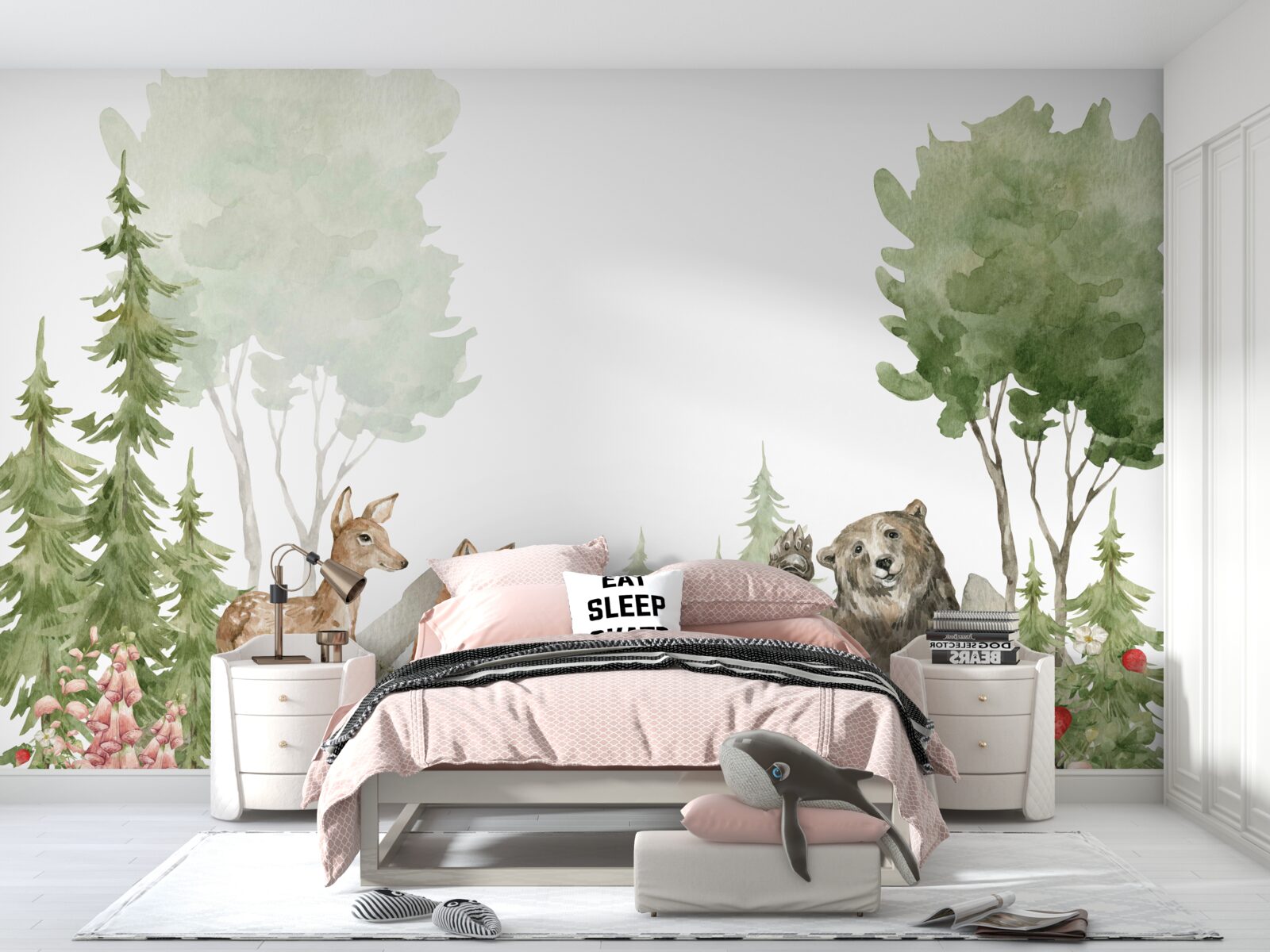 Фотошпалери ведмідь, північний олень і лисиця в дикій природі