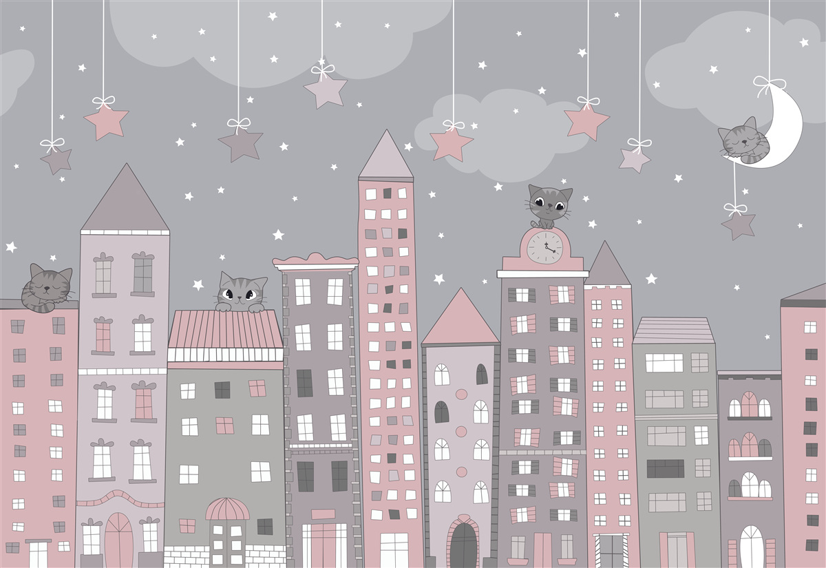 Фотошпалери дахи будинків прикрашають коти