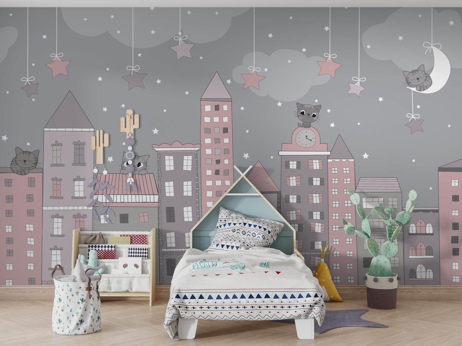 Фотошпалери дахи будинків прикрашають коти