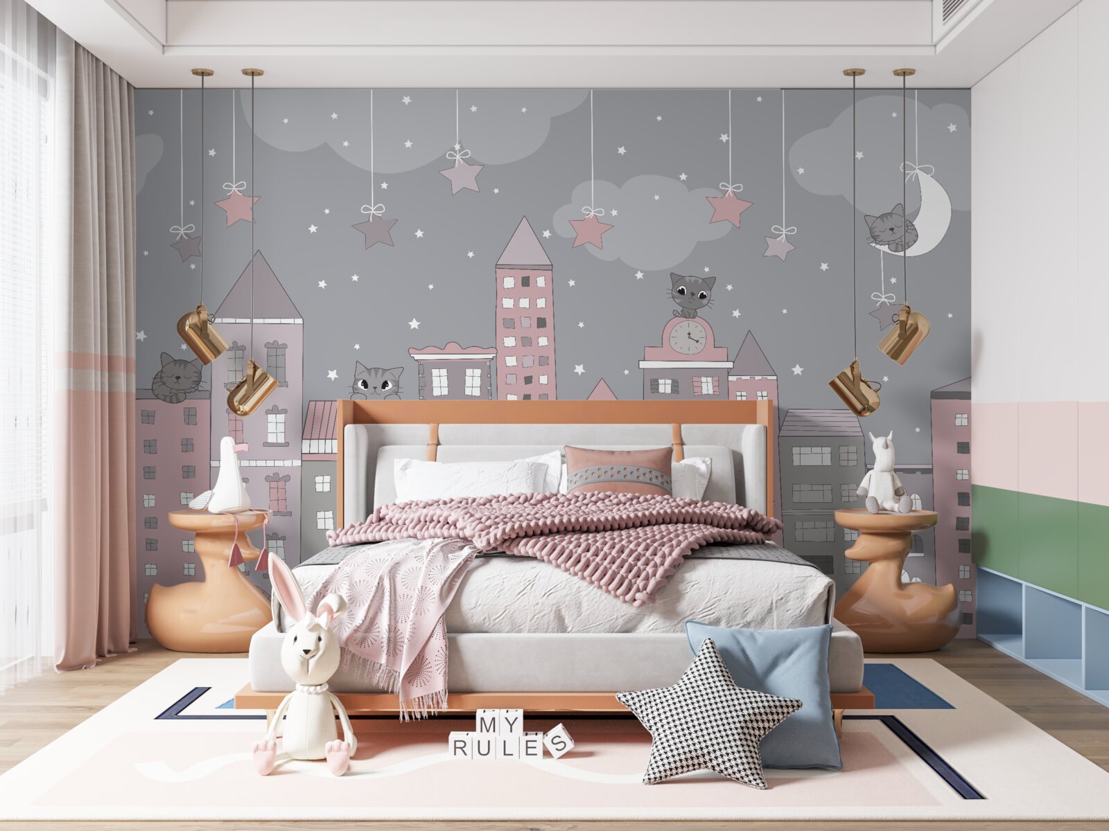 Фотошпалери дахи будинків прикрашають коти