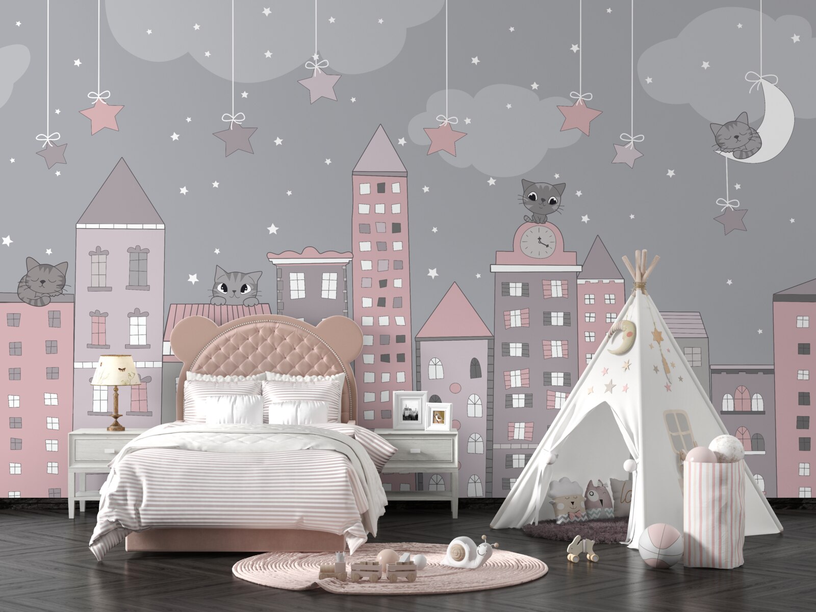 Фотошпалери дахи будинків прикрашають коти