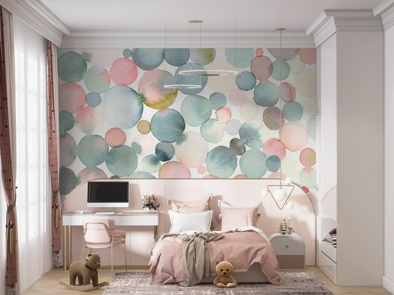 Фотошпалери бульбашки різних відтінків, наповнені аквареллю