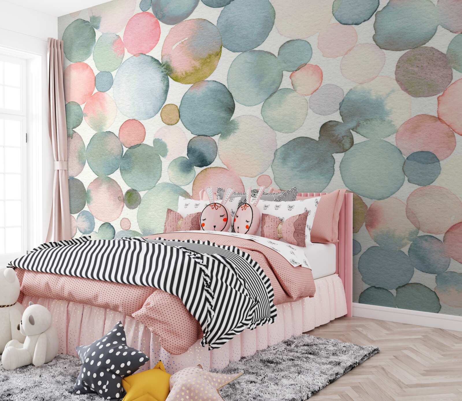 Фотошпалери бульбашки різних відтінків, наповнені аквареллю