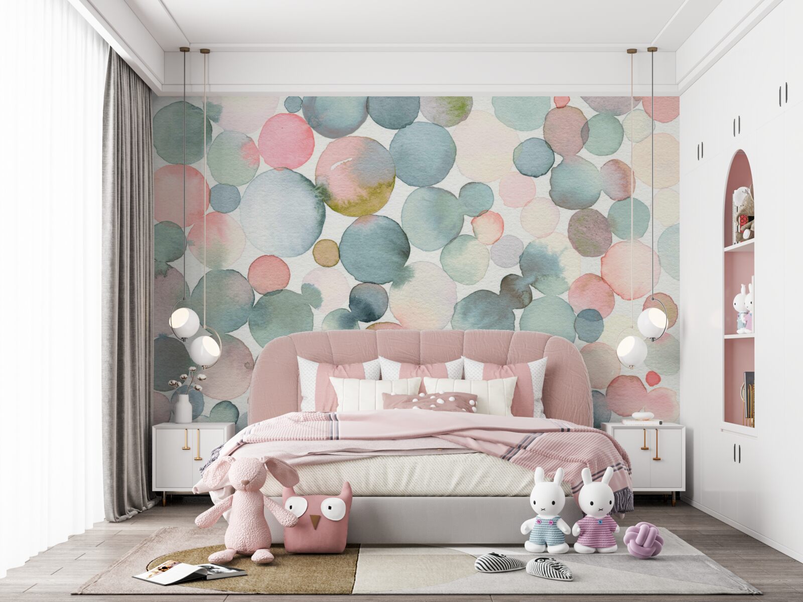 Фотошпалери бульбашки різних відтінків, наповнені аквареллю