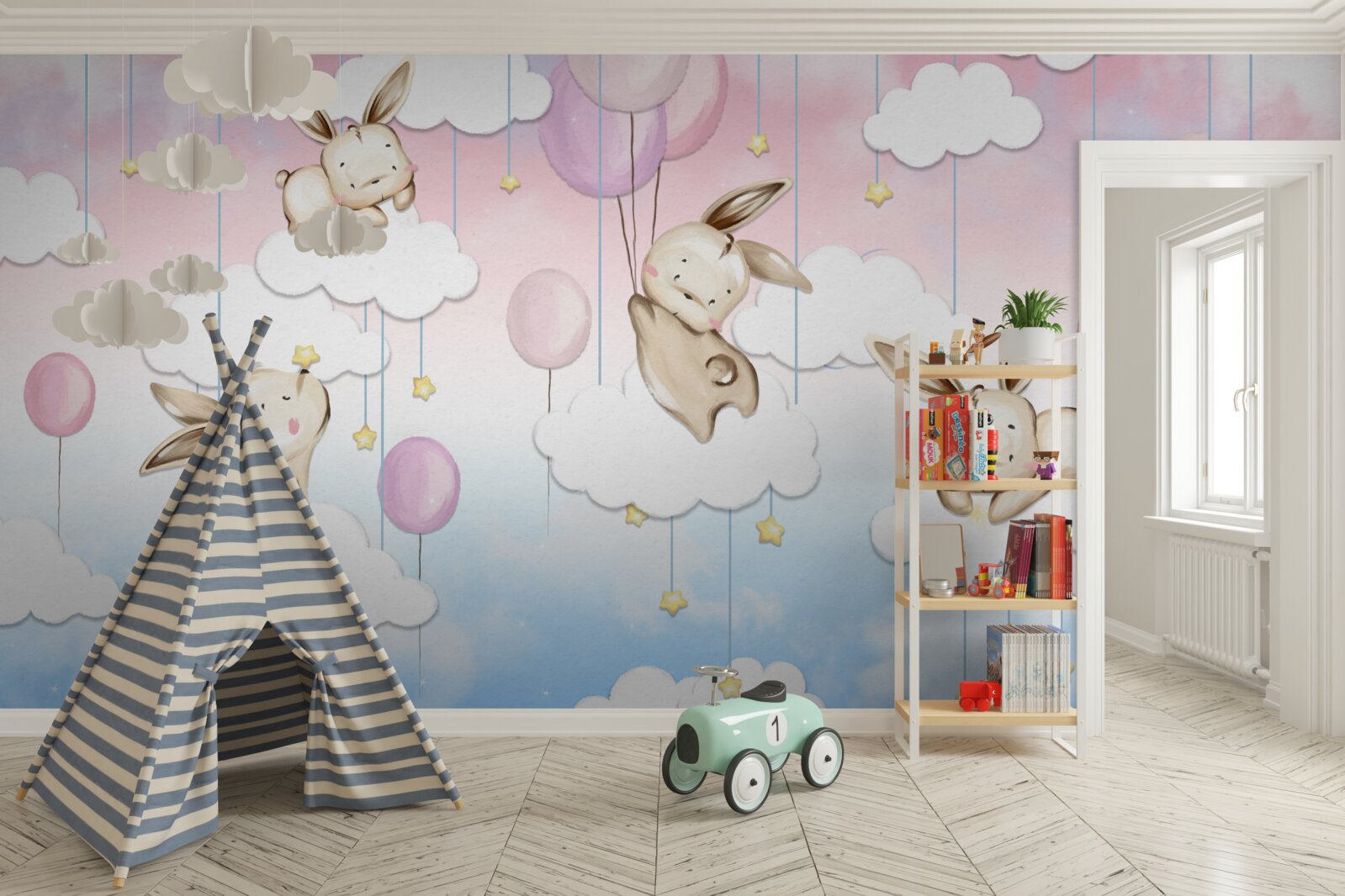 Фотошпалери кролики в хмарах