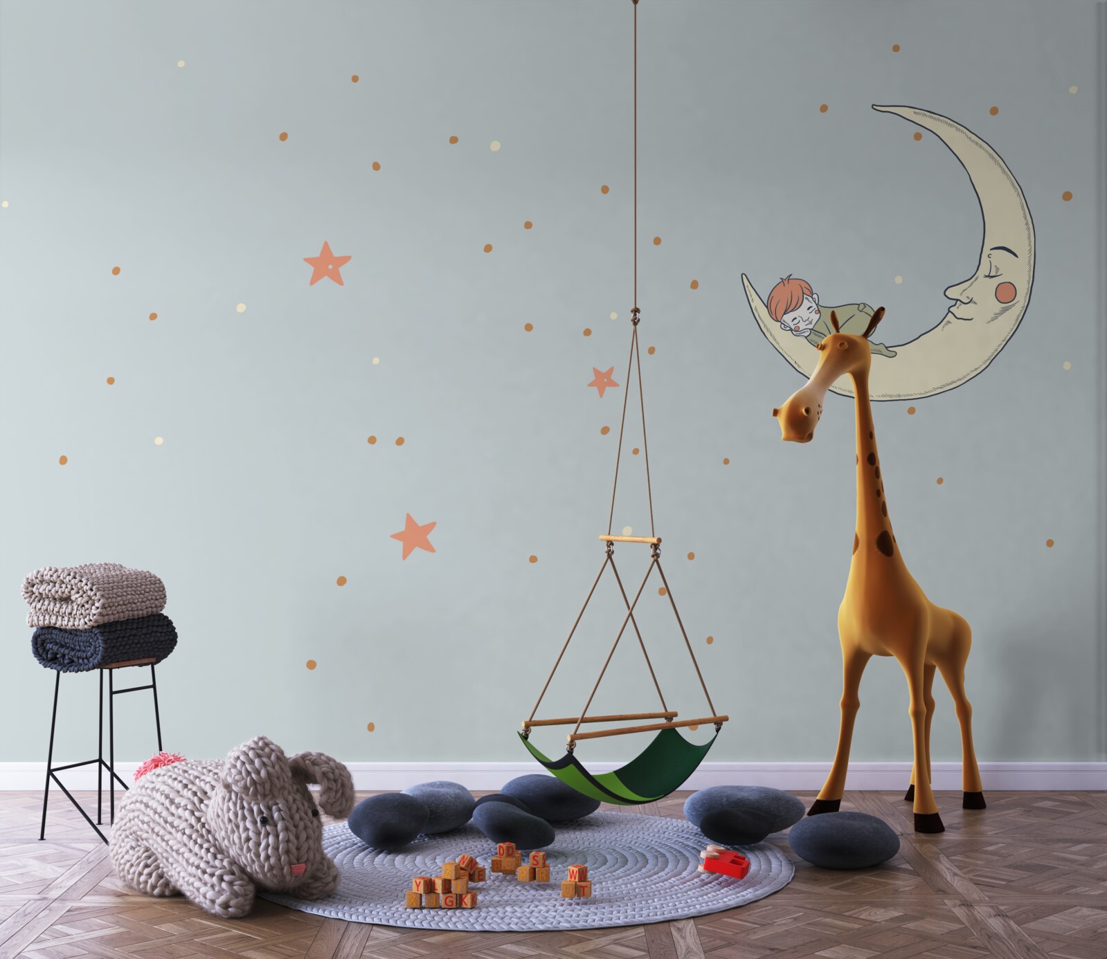 Фотошпалери дитина засинає при місячному світлі