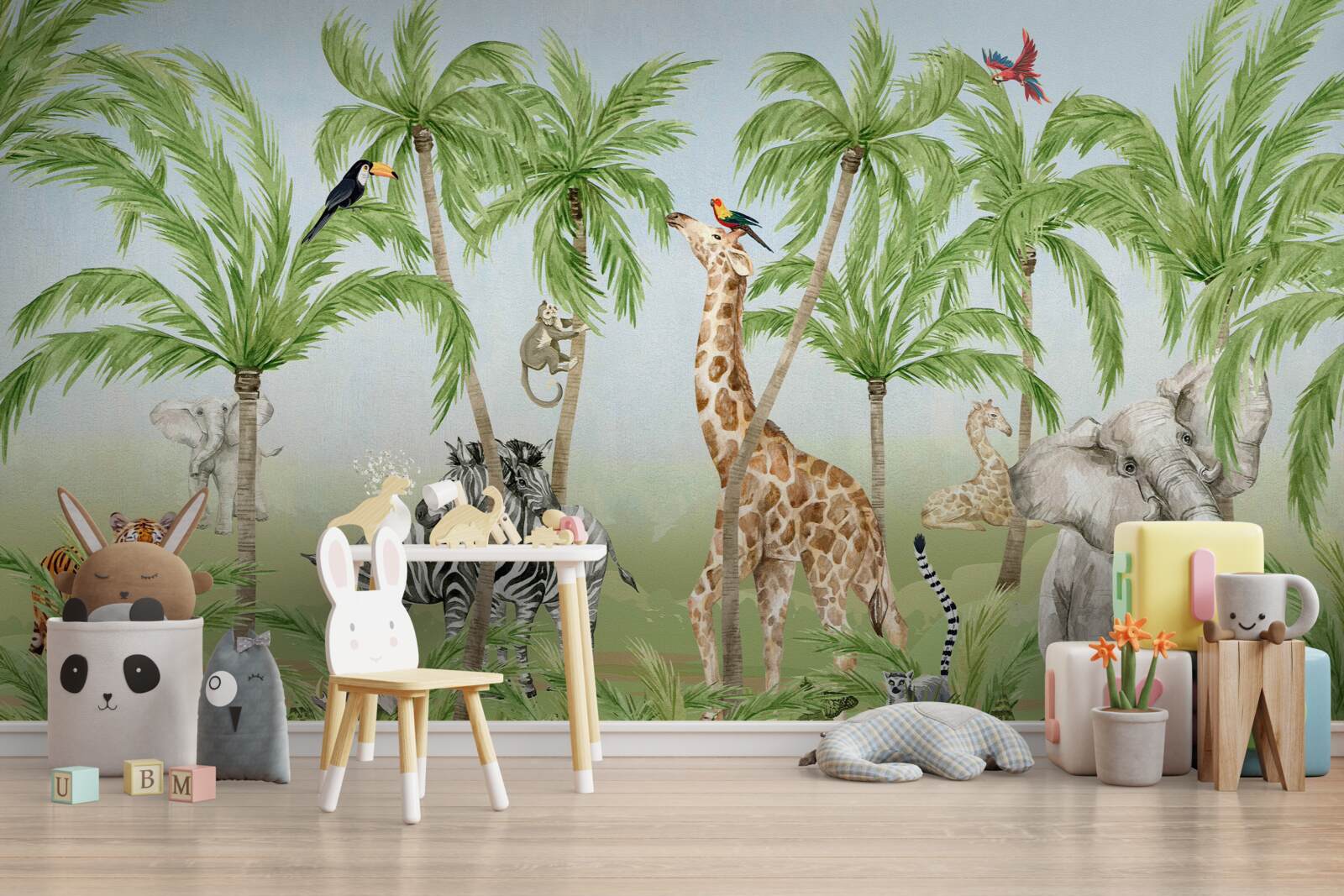 Фотошпалери істоти йдуть через тропічні джунглі