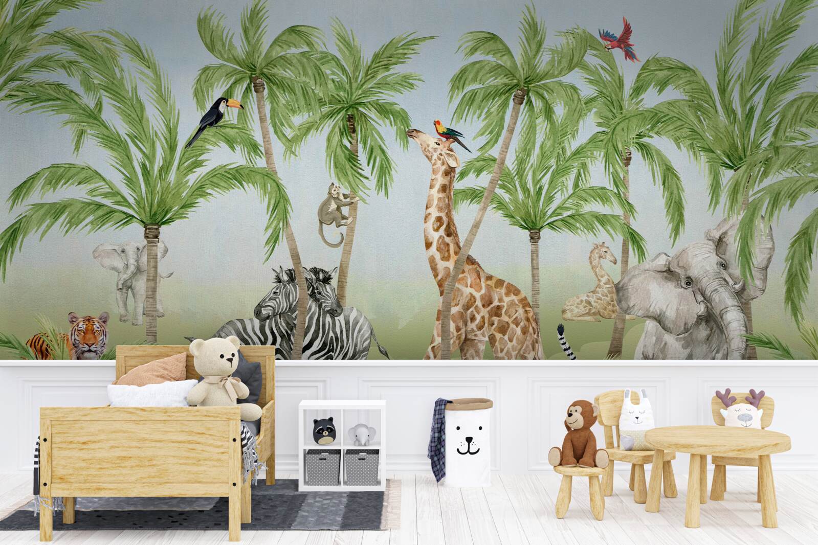 Фотошпалери істоти йдуть через тропічні джунглі