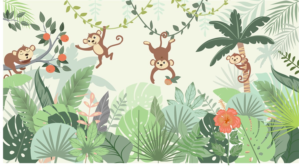 Фотошпалери дикі витівки маленьких мавпочок