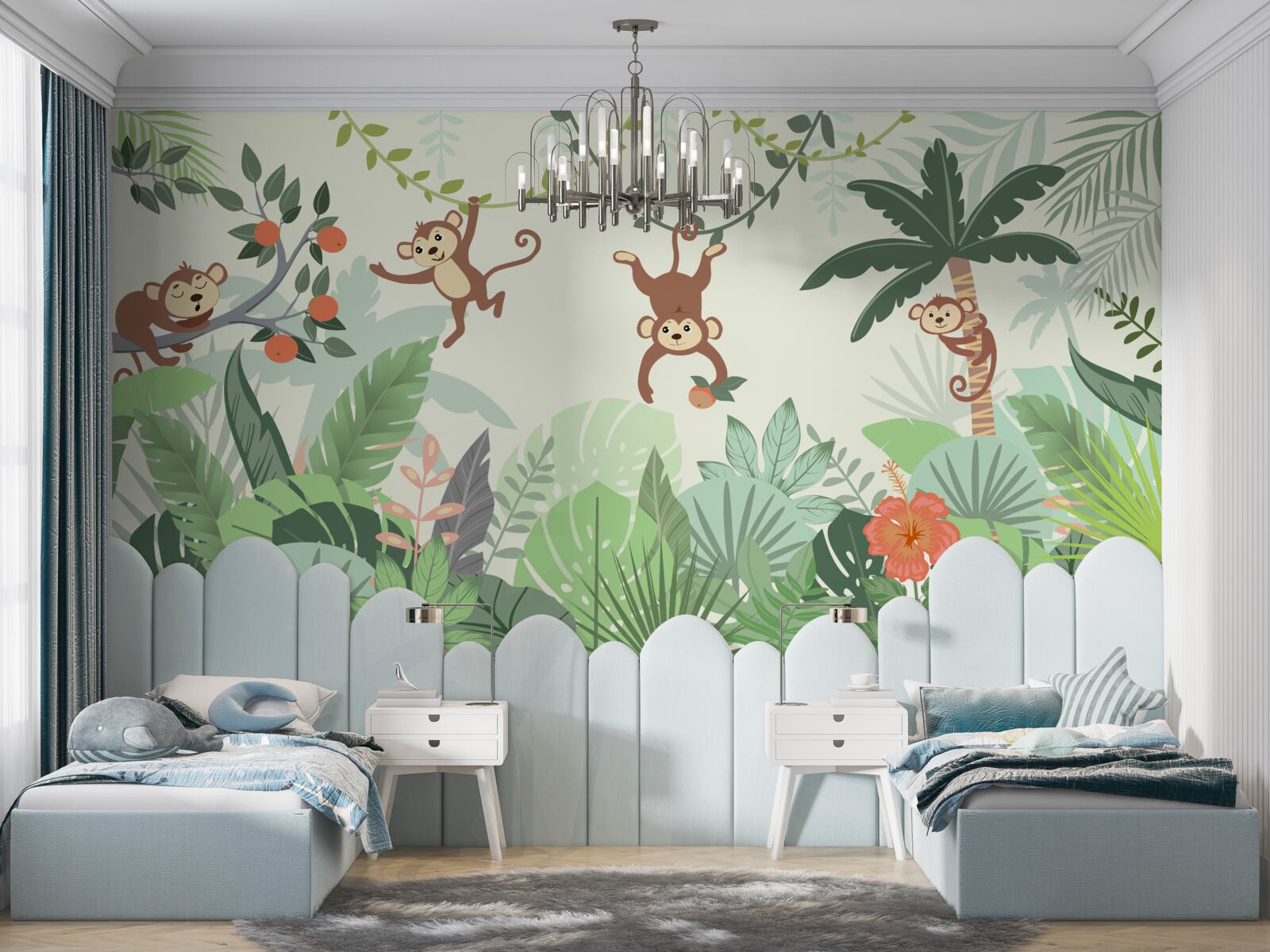 Фотошпалери дикі витівки маленьких мавпочок