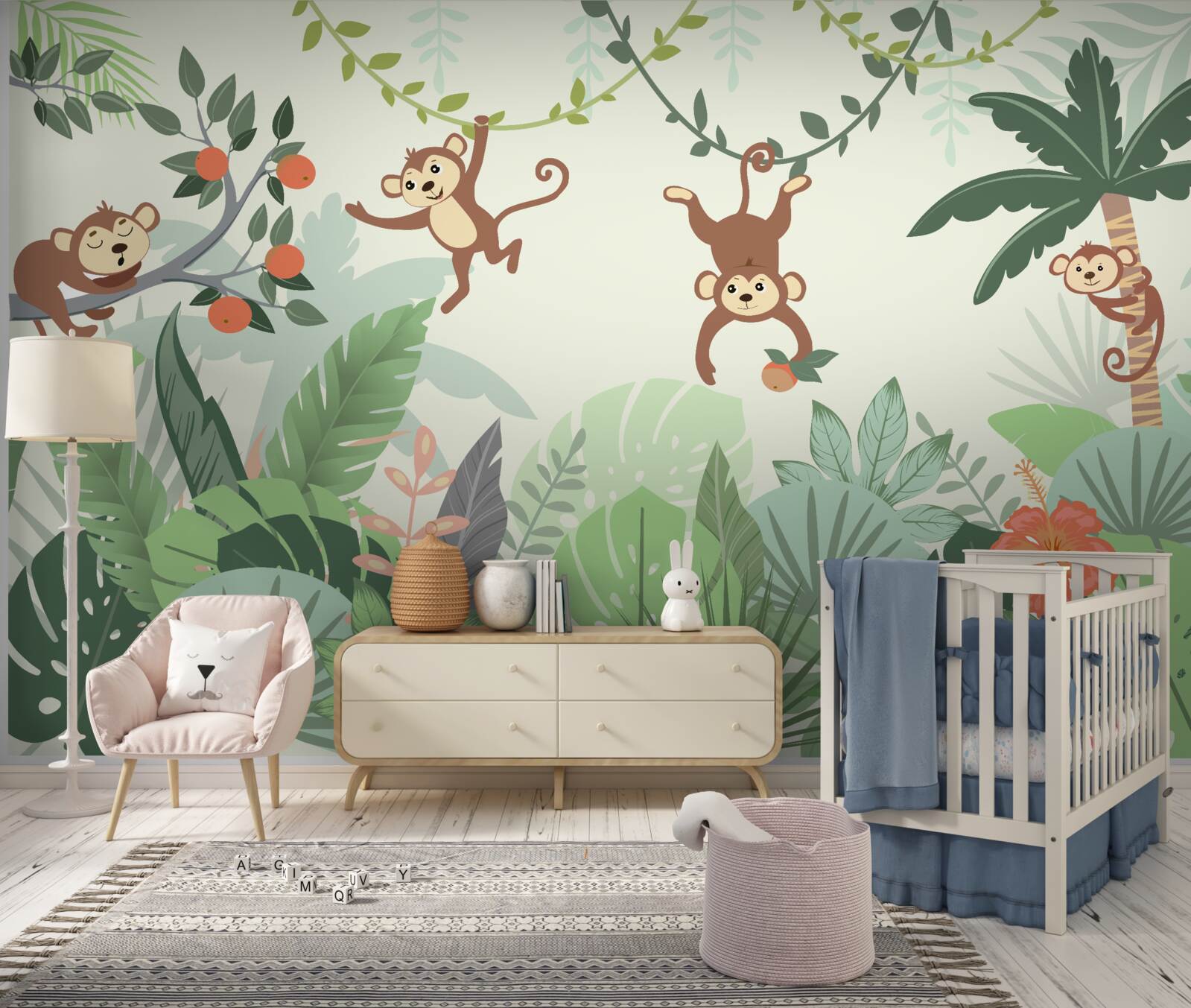 Фотошпалери дикі витівки маленьких мавпочок