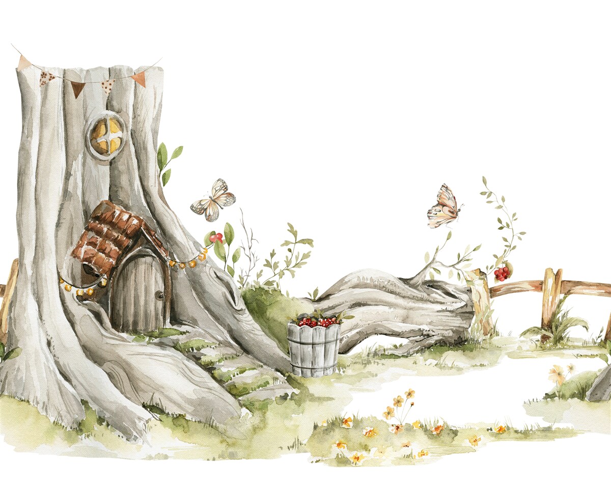 Фотошпалери вхід до дерев'яного житла лісовика