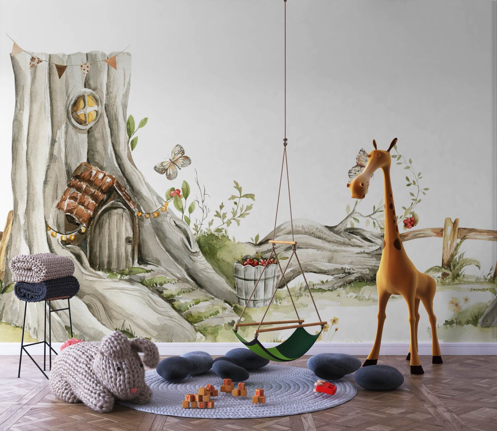 Фотошпалери вхід до дерев'яного житла лісовика