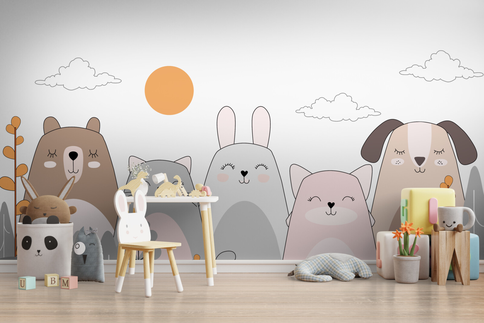 Фотошпалери п'ять радісно усміхнених тварин