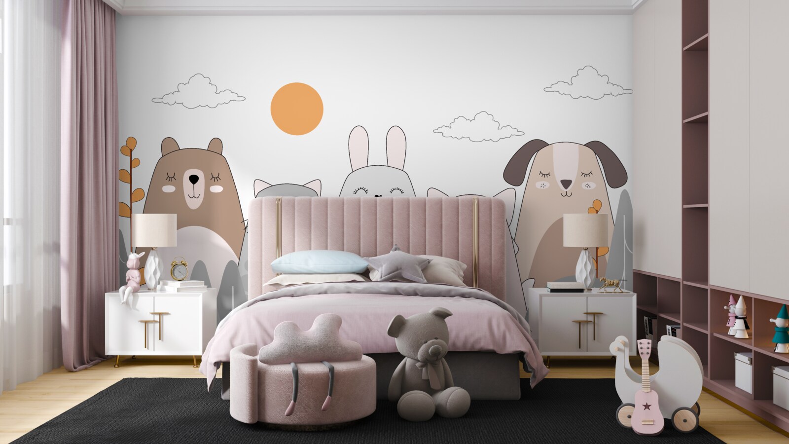 Фотошпалери п'ять радісно усміхнених тварин