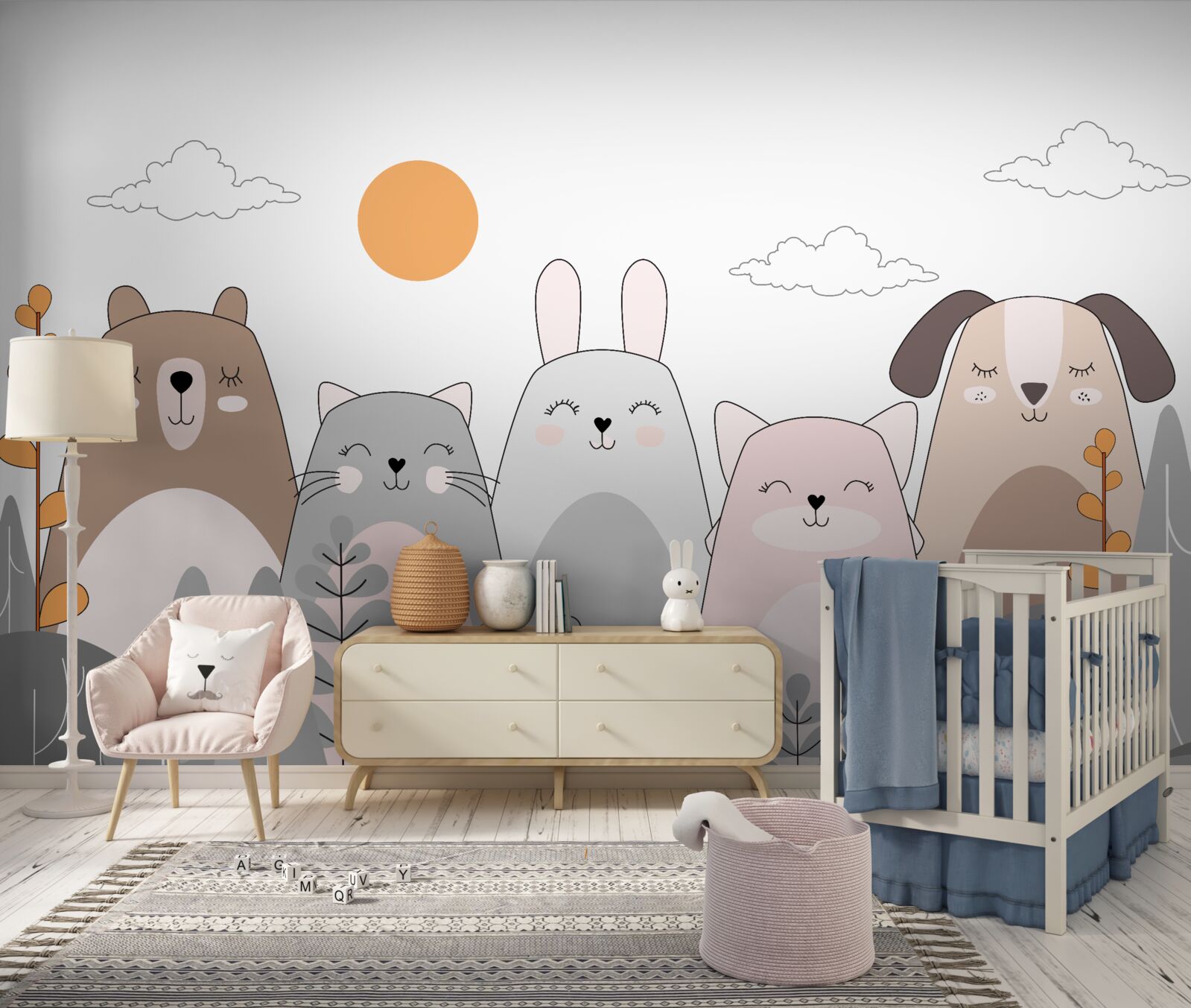 Фотошпалери п'ять радісно усміхнених тварин