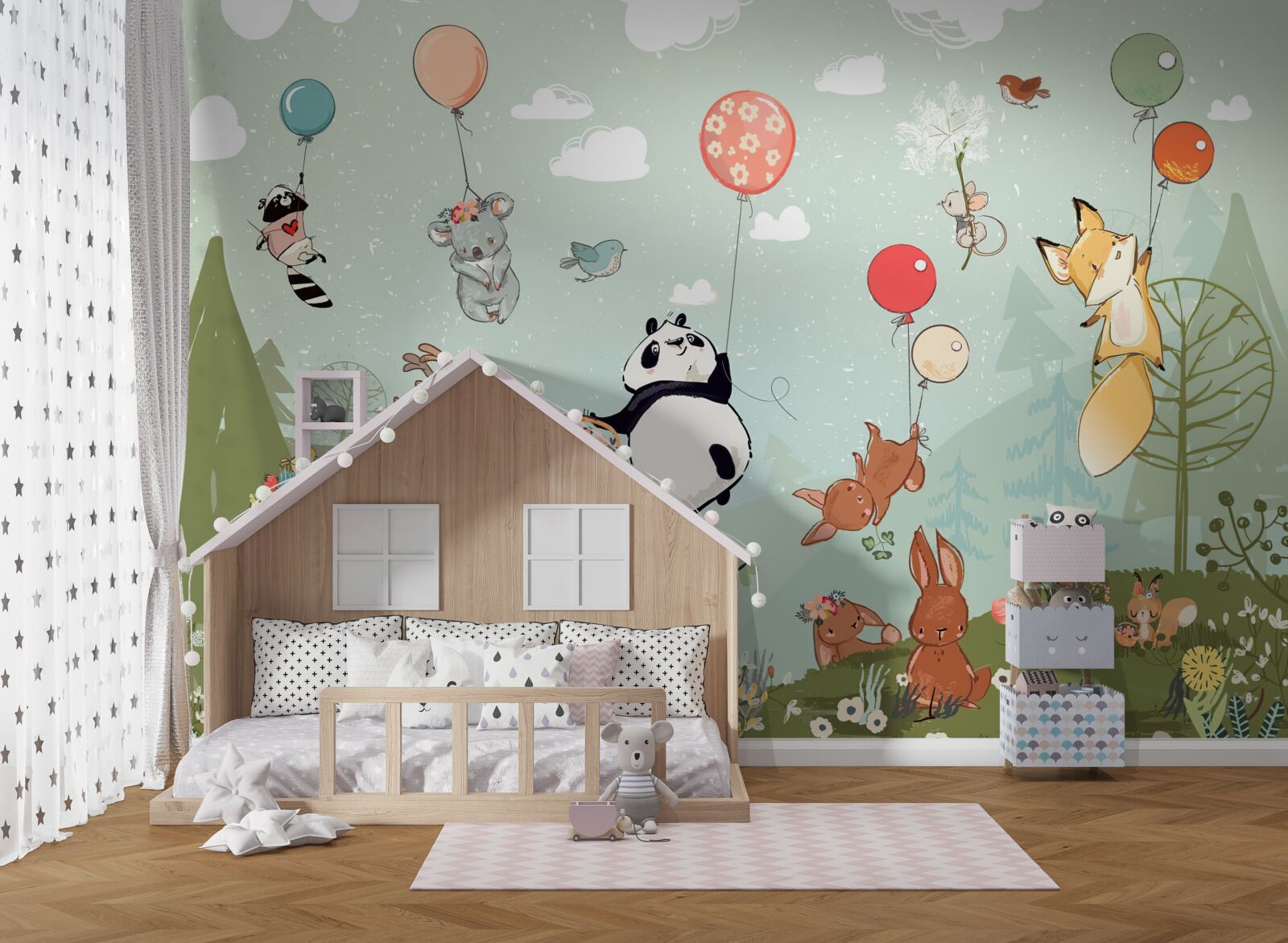 Фотошпалери створіння природи подорожують на повітряних кулях