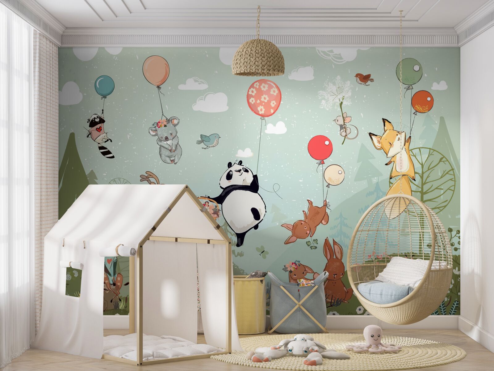 Фотошпалери створіння природи подорожують на повітряних кулях