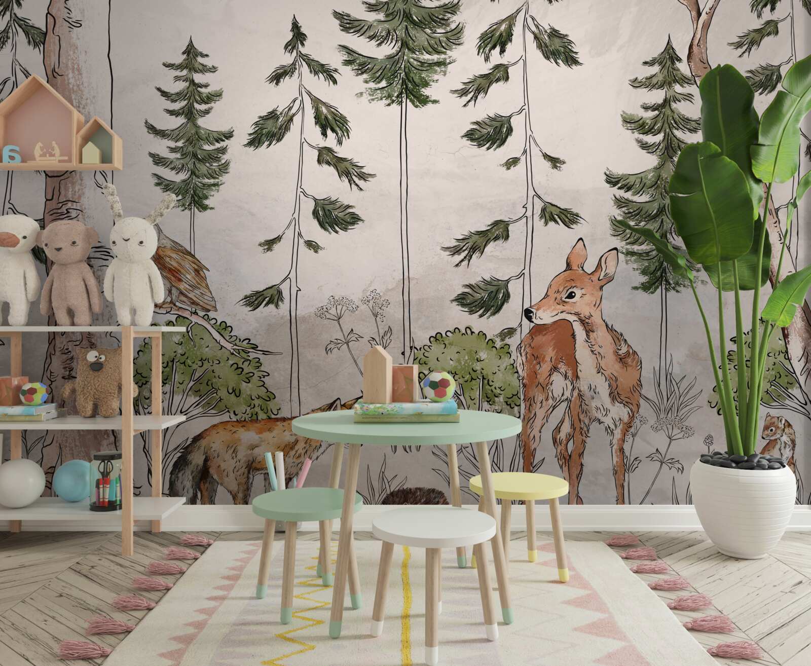 Фотошпалери тварини, що проходять через ліс