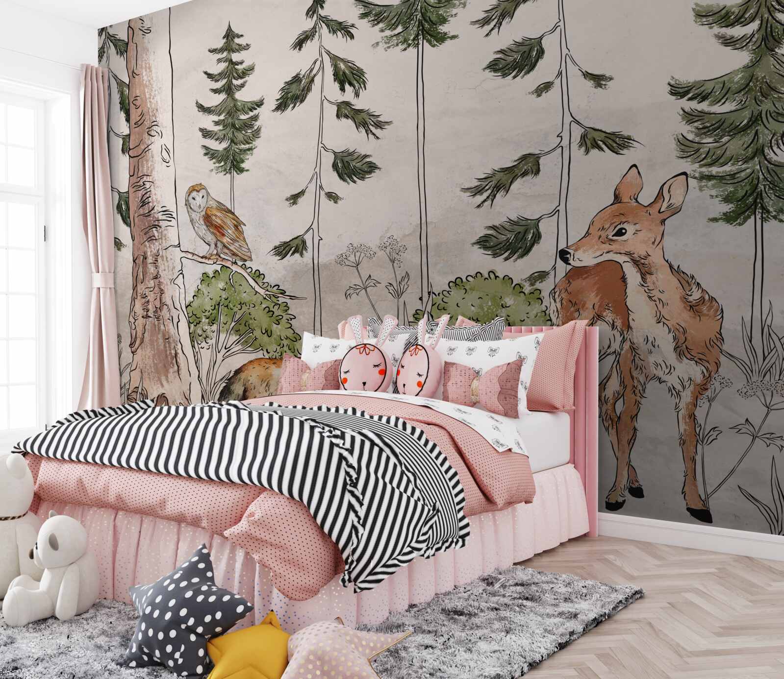 Фотошпалери тварини, що проходять через ліс