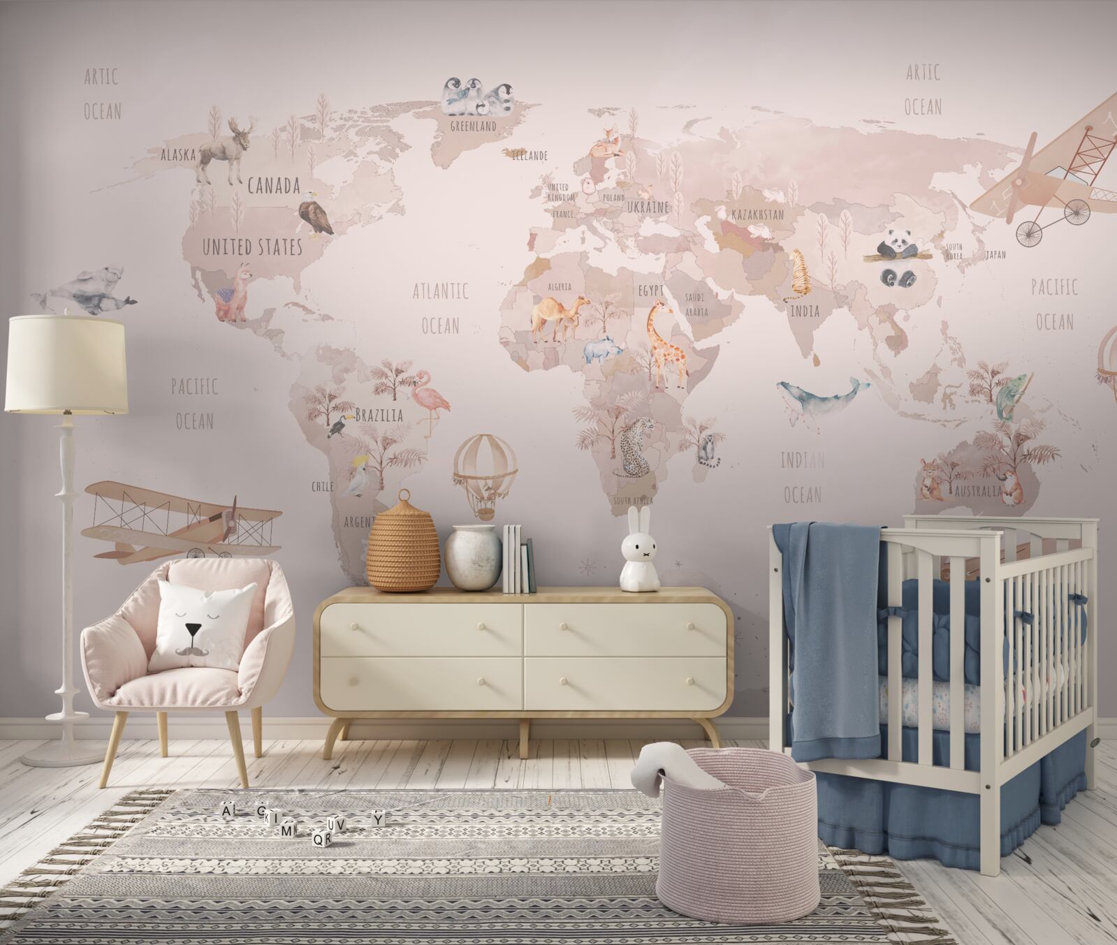 Фотошпалери карта світу без насичених кольорів