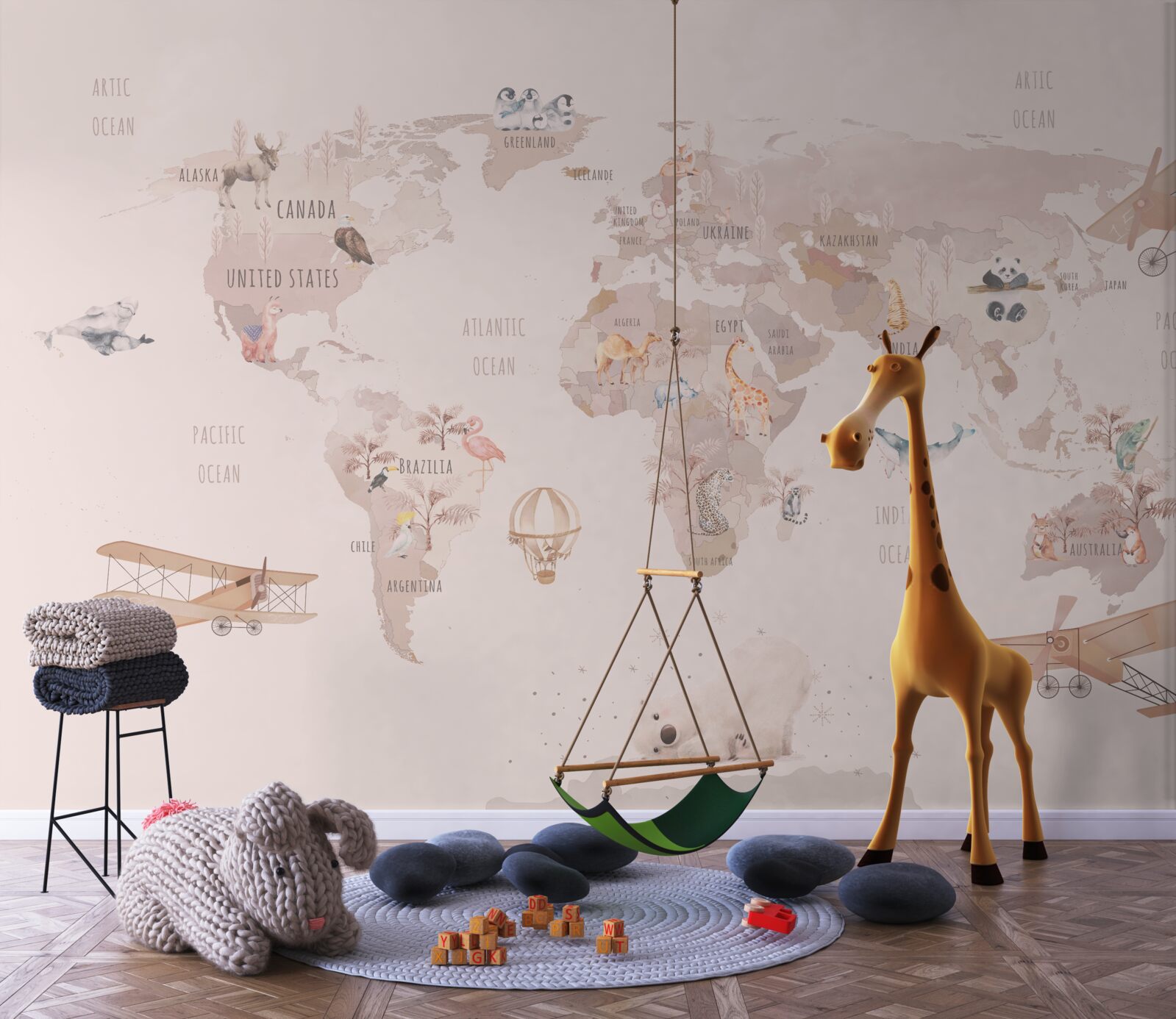 Фотошпалери карта світу без насичених кольорів