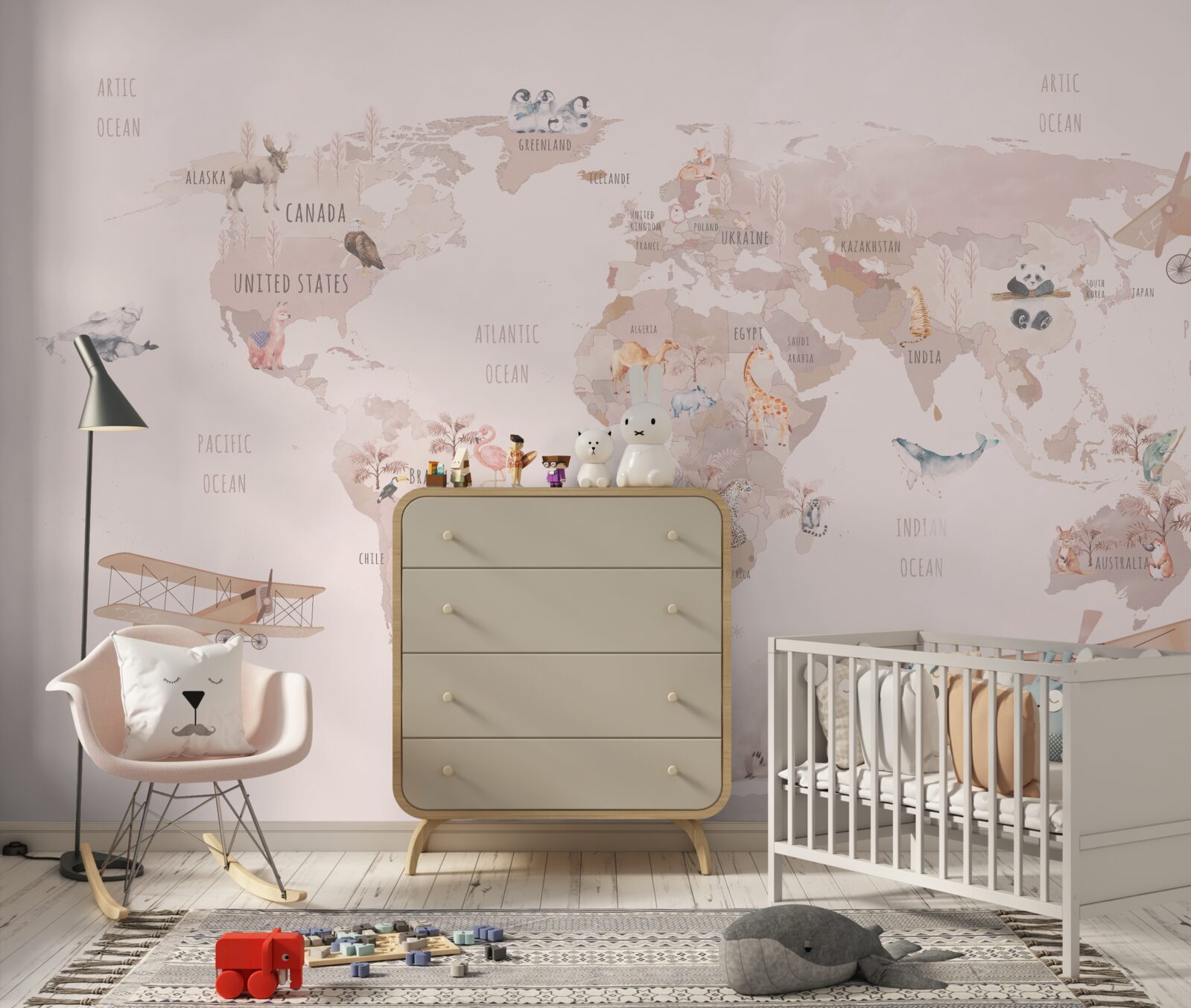 Фотошпалери карта світу без насичених кольорів