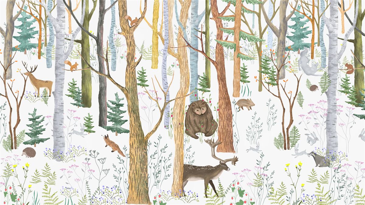 Фотошпалери тварини гуляють лісом