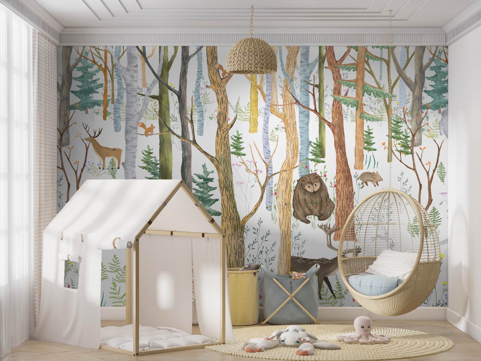 Фотошпалери тварини гуляють лісом