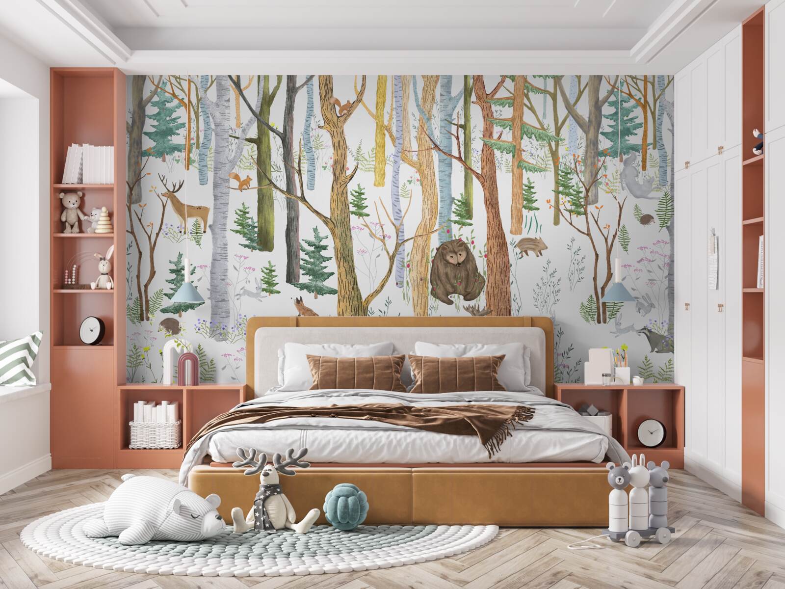 Фотошпалери тварини гуляють лісом