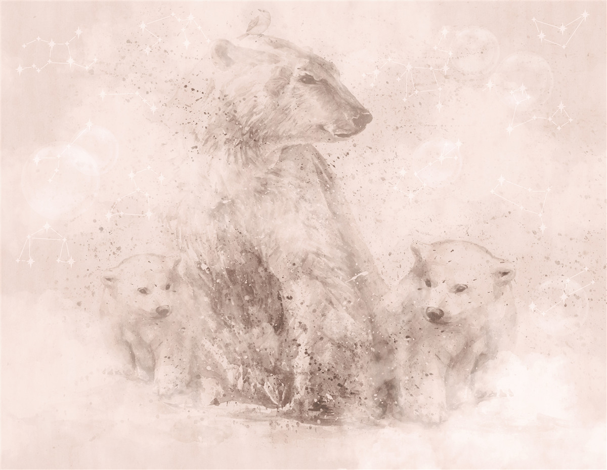 Фотошпалери ведмедиця з ведмежатами