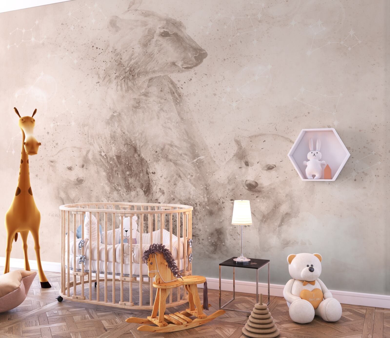 Фотошпалери ведмедиця з ведмежатами