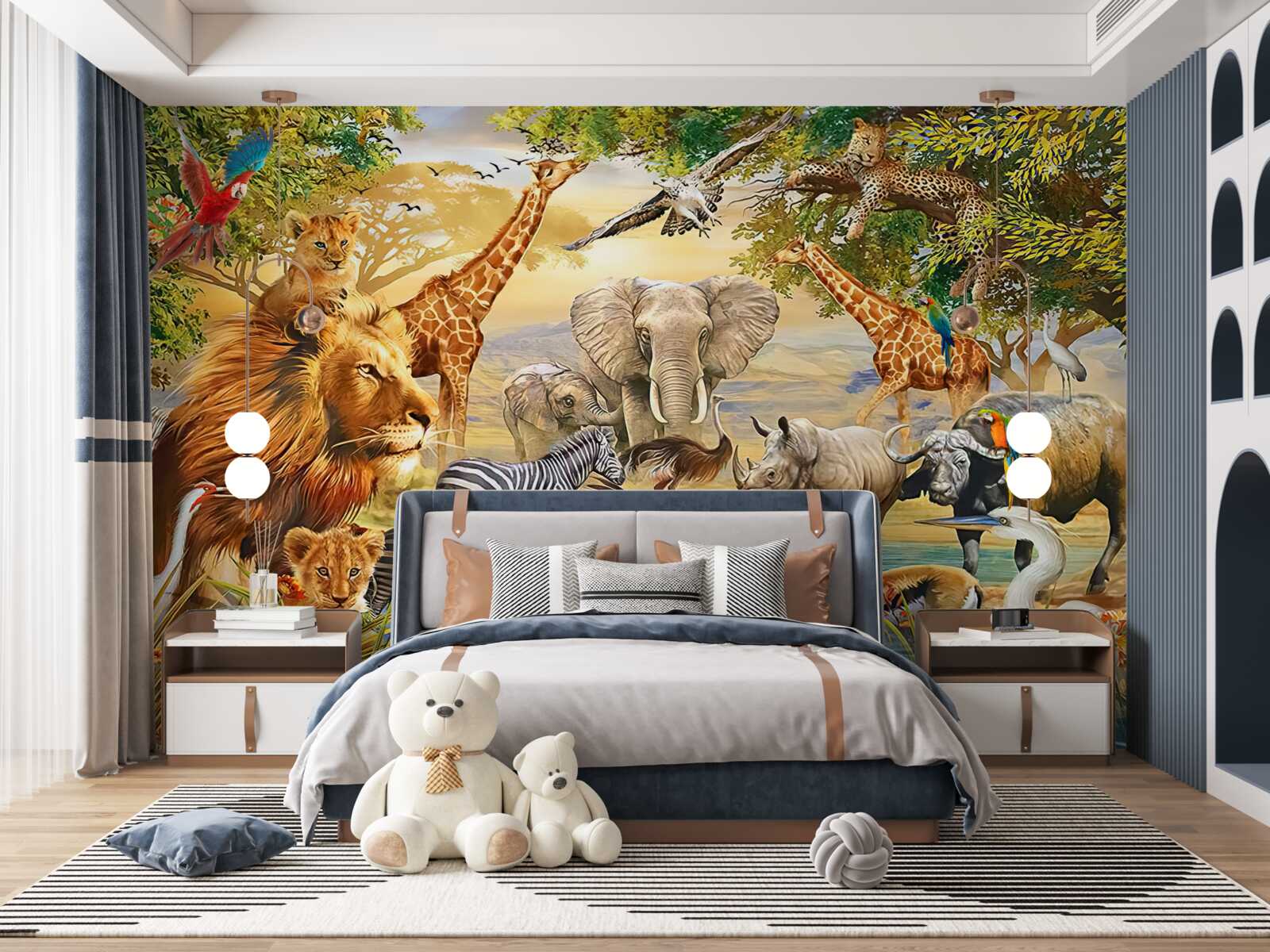 Фотошпалери африканські тварини біля ставка