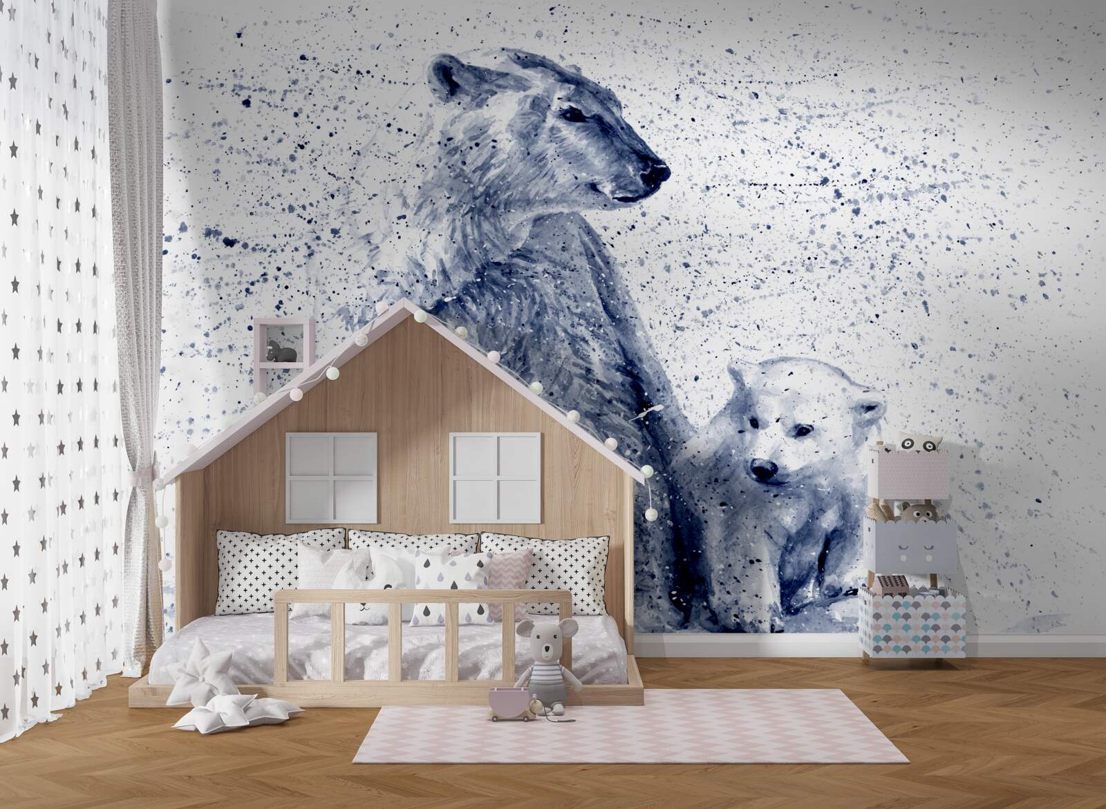 Фотошпалери білі ведмеді: мати і дитина