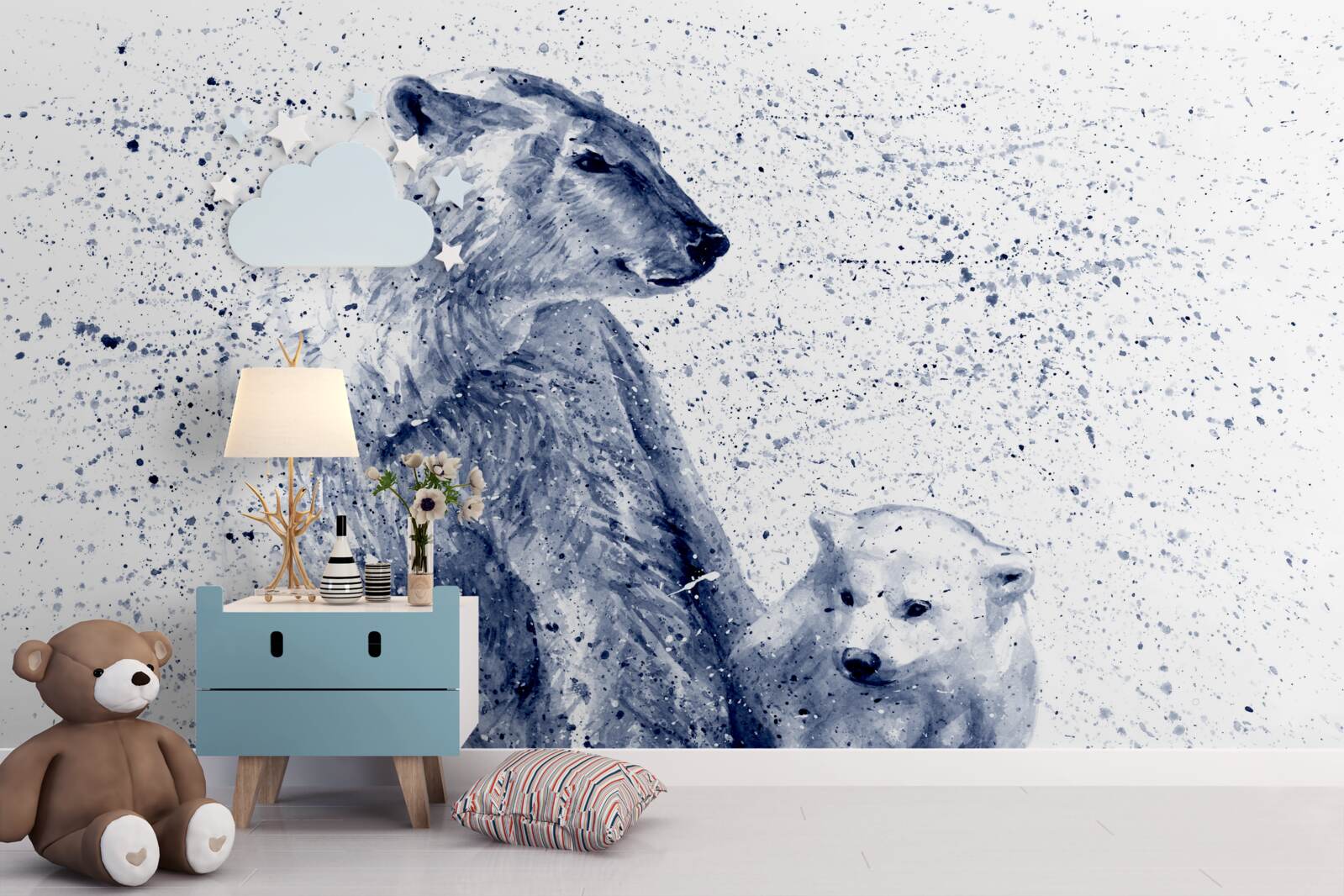 Фотошпалери білі ведмеді: мати і дитина