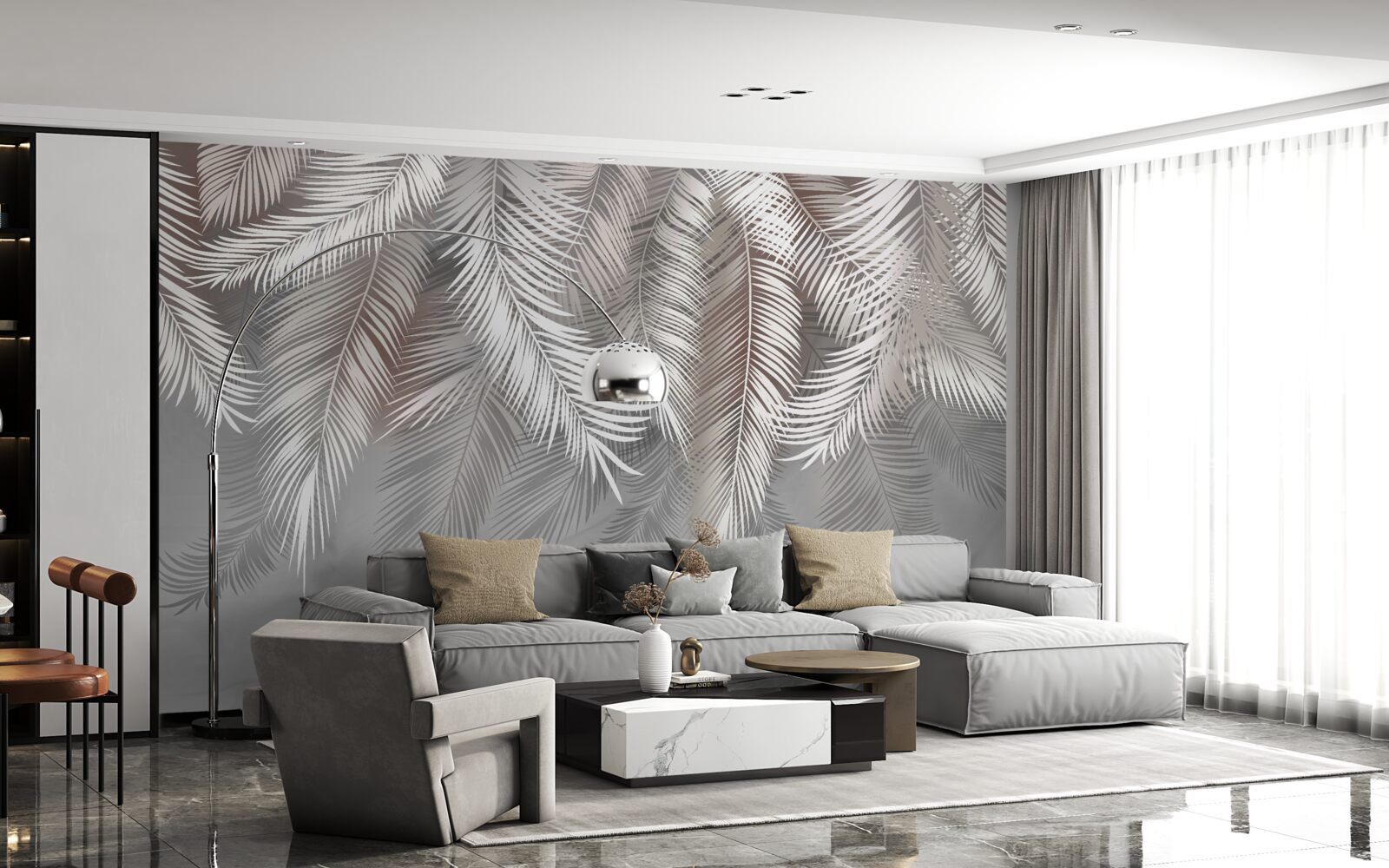 Фотошпалери смужка на задньому плані сірого кольору